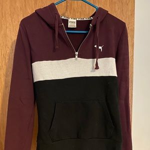 PINK half zip hooded sweatshirt